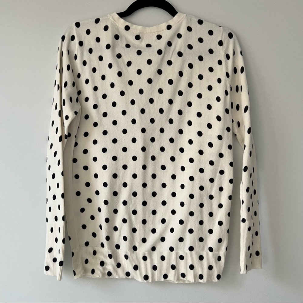 Merona Women's Polka Dot Cardigan Sweater - White and Black Layering Size S - Picture 3 of 5